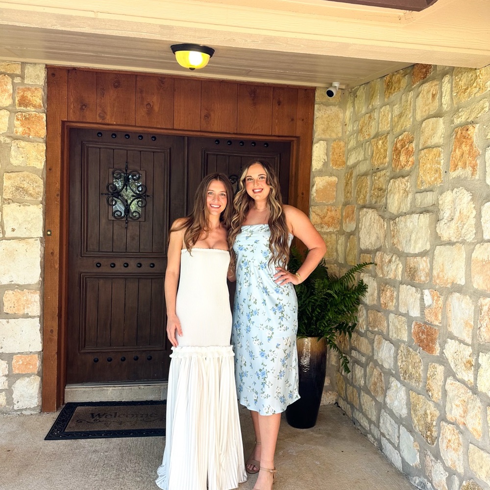 Altar'd State Blue Floral Satin Maxi Dresses
